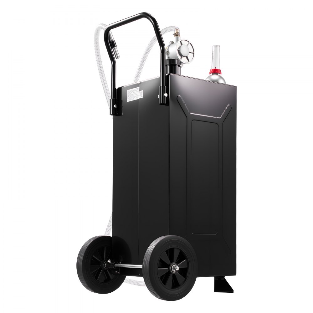 VEVOR 113,6L Kraftstofftrolley Mobile Tankanlage mit Handpumpe Schwarz, Tragbarer Kraftstofftank für Auto Rasenmäher Boot, Mit 2 Rollen & Ölstandsanzeige, Für Benzin & Diesel, Kohlenstoffstahl