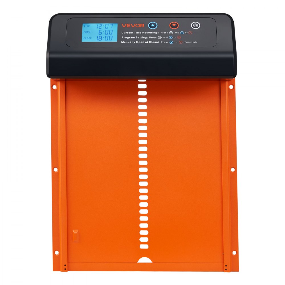 VEVOR Automatische Hühnerklappe, Hühnerstalltür mit Timer, manueller Einstellung & Einklemmschutz, Hühnertür, Hühnerauslauf-Toröffner mit wasserdichter Versiegelung, orange, 350x250x73 mm