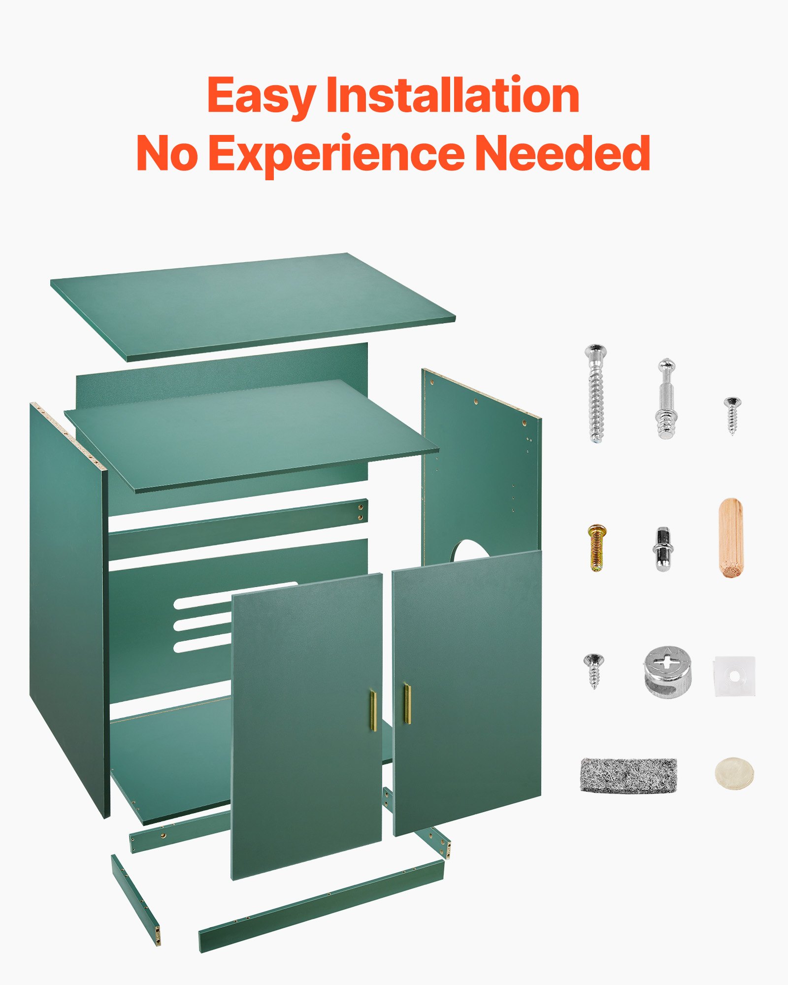 VEVOR Katzenschrank, 800x500x790 mm Katzenklo Schrank, Katzenkommode aus Holz mit Belüftungslöchern, Katzenhausmöbel mit Doppeltür, Beistelltisch, passend für die meisten Katzentoiletten