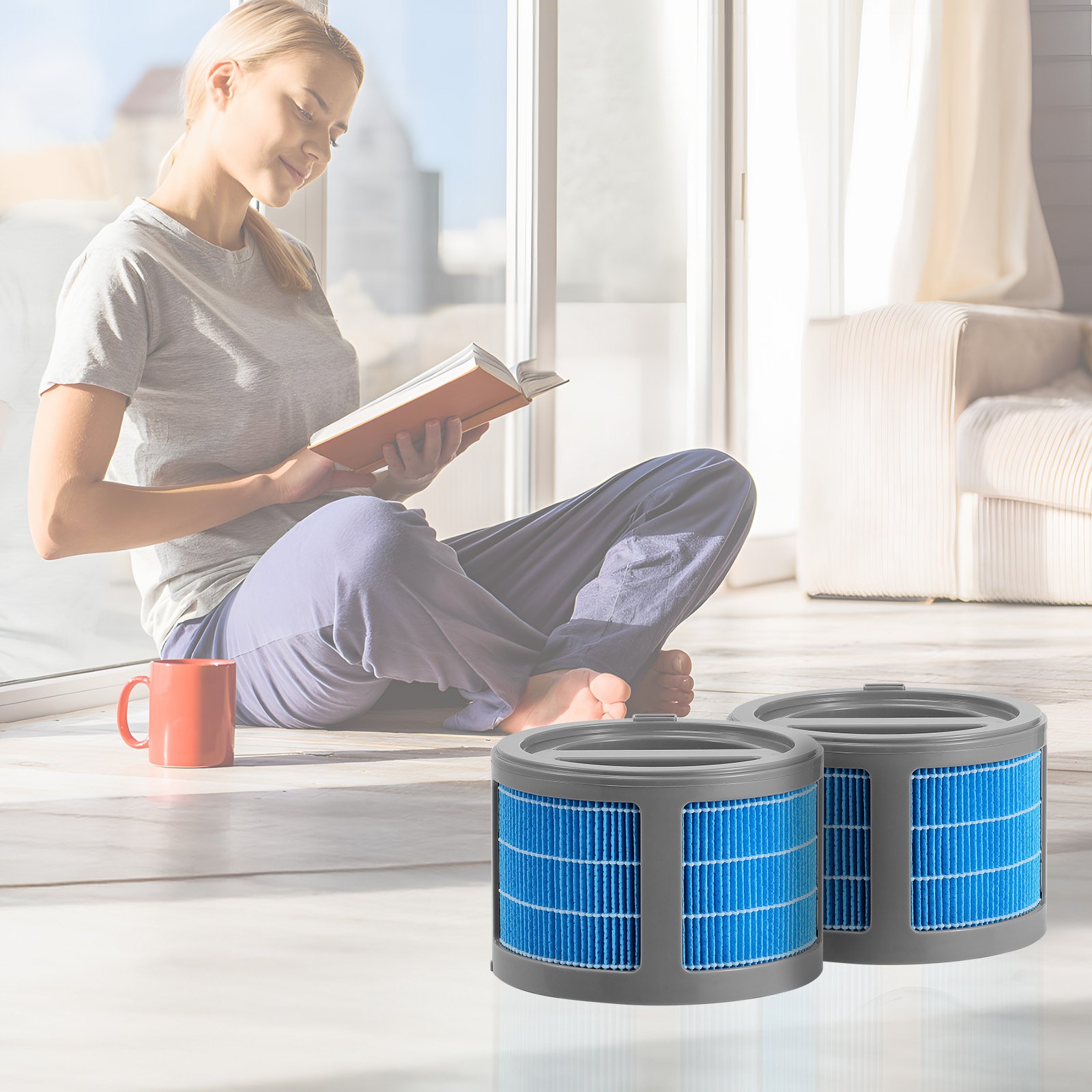 VEVOR Ersatzfilter für Verdunstungsbefeuchter, 2er-Pack, kompatibel mit VEVOR 10L (2,64 G) Verdunstungsbefeuchter Modell BZT-242, einfach zu installieren für eine längere Filterlebensdauer