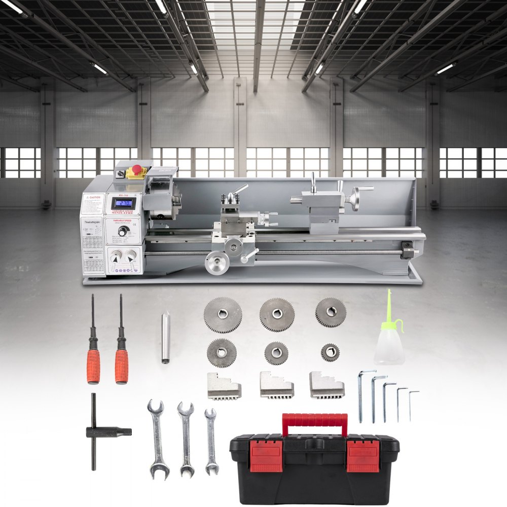 VEVOR Mini Drehbank 220x600mm Drehmaschine Metall 750 W Mini Drechselbank für Metallbearbeitung Drehbank Metall präzise einfach zu bedienen