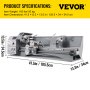 VEVOR Mini Drehbank 220x600mm Drehmaschine Metall 750 W Mini Drechselbank für Metallbearbeitung Drehbank Metall präzise einfach zu bedienen