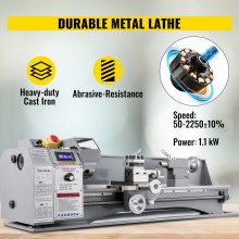 VEVOR Metalldrehmaschinen Mini Drehbank 220 x 750 mm Drehmaschine Metall 750 W Mini Drechselbank für Metallbearbeitung Drehbank Metall Präzision einfach
