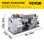 VEVOR 1100 Watt Mini Metall Drehmaschine 8X16 Zoll für Metall Bank Drehmaschine Präzision Paralleldrehmaschine