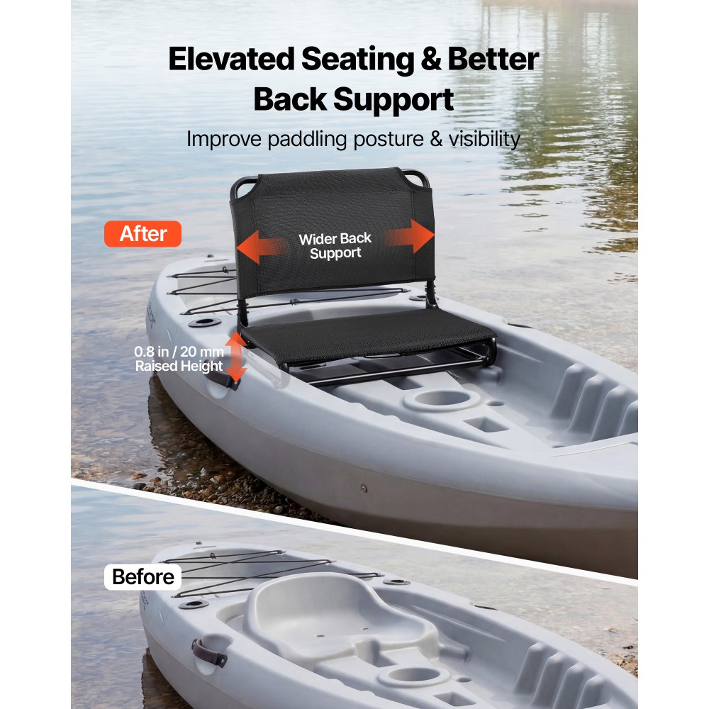VEVOR Kayak Seat, Folding Kayak Seat with Comfortable Back Support, Aluminum Alloy Frame & 600D Oxford Fabric, Easy Assembly for Paddling, Fishing and Recreational Kayaking		
