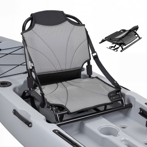 VEVOR 1 x Kajaksitz 34 mm Dicke, Metallbootssitz Ersatzsitz aus Aluminiumlegierung mit Verstellbarer Rückenlehne & Eerstellbaren Gurten & Rahmen, Geeignet für Sit-on-Top-/Angel-/Aufblasbare Kajaks