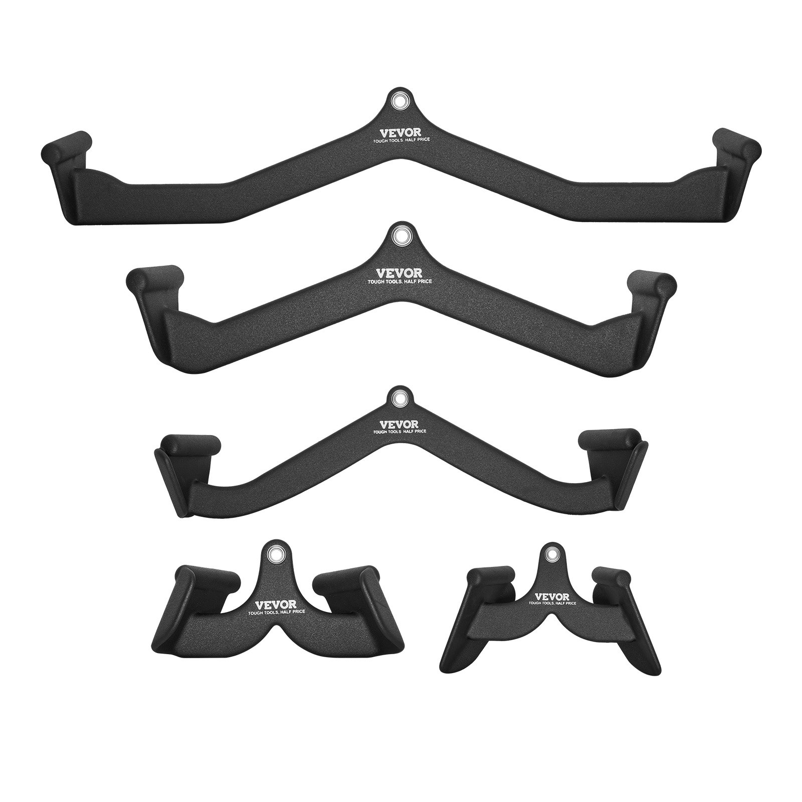 VEVOR Lat Pulldown Attachments for Cable Rowing Machine, T-Bar, V-Bar, 5-Piece Set, Triceps Pull-Up Bar, Rubber-Coated Grip for Back Strength Training, Bicep Curl, Triceps Lat Pulldown Bar, Gym