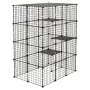 VEVOR Katzenkäfig Katzengehege 4-Stöckig Katzenauslauf 104,1x71,1x139,7cm, DIY-Katzenlaufstall Abnehmbarer Metallkäfig mit 4 Türen Ideal für 1-2 Katzen, Kätzchen Kleintiere Schwarz