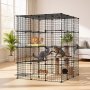 VEVOR Katzenkäfig Katzengehege 4-Stock Katzenauslauf 104,1x104,1x139,7cm, DIY-Katzenlaufstall Abnehmbarer Metallkäfig mit 4 Türen Ideal für 2-3 Katzen Kätzchen & Kleintiere Schwarz