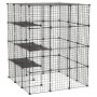 VEVOR Katzenkäfig Katzengehege 4-Stock Katzenauslauf 104,1x104,1x139,7cm, DIY-Katzenlaufstall Abnehmbarer Metallkäfig mit 4 Türen Ideal für 2-3 Katzen Kätzchen & Kleintiere Schwarz