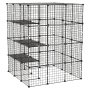 VEVOR Katzenkäfig Katzengehege 4-Stock Katzenauslauf 104,1x104,1x139,7cm, DIY-Katzenlaufstall Abnehmbarer Metallkäfig mit 4 Türen Ideal für 2-3 Katzen Kätzchen & Kleintiere Schwarz