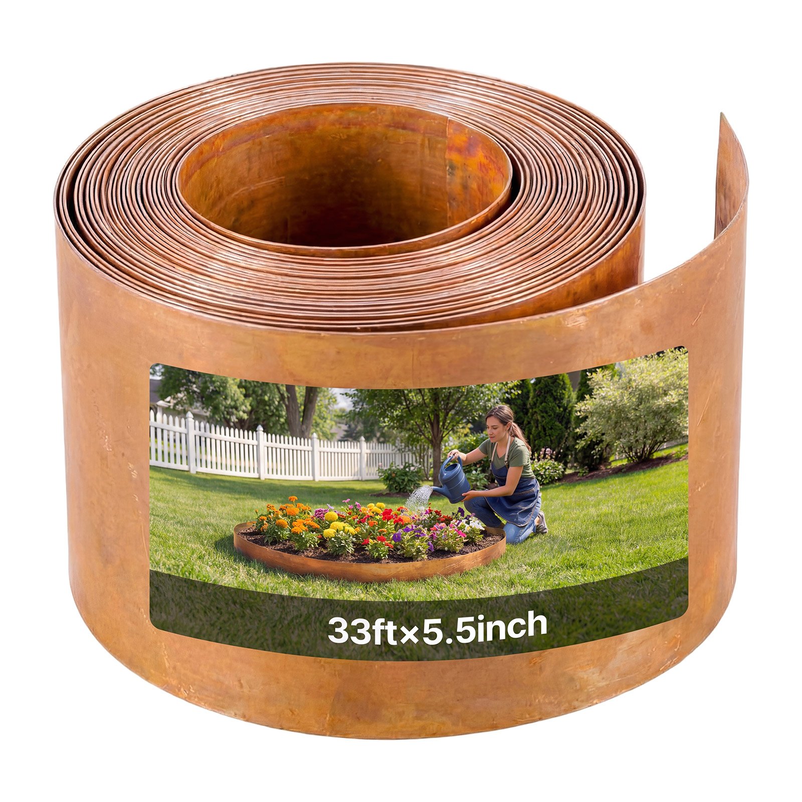 VEVOR Rasenkante Kohlenstoffstahl, 10 m x 14 cm Beeteinfassung inkl. Handschuhen, Metall Gartenpalisade, Mähkante, Beetumrandung zur Gartengestaltung, Beetbegrenzung für Blumenbeete & Gartenwege