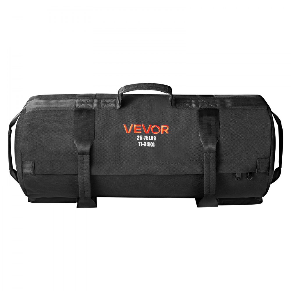VEVOR Workout-Sandsack, strapazierfähige Powerbags Sandsack-Trainingstasche mit Griffen, einstellbar 11-34 kg für Fitness-Krafttraining, Cross-Training, Fitnessstudio-Übungen, Schwarz (ungefüllt)