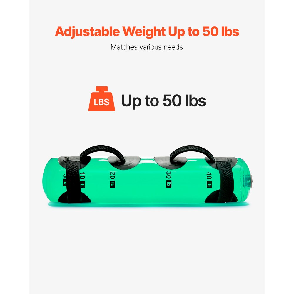 VEVOR Wassergewichte Aquabag Trainings-Powerbags, 22,68 kg verstellbares tragbare Fitnessgeräte für Stabilität und Ganzkörpertraining, für Gleichgewichtstraining, Fitnessstudio-Übungen, klar