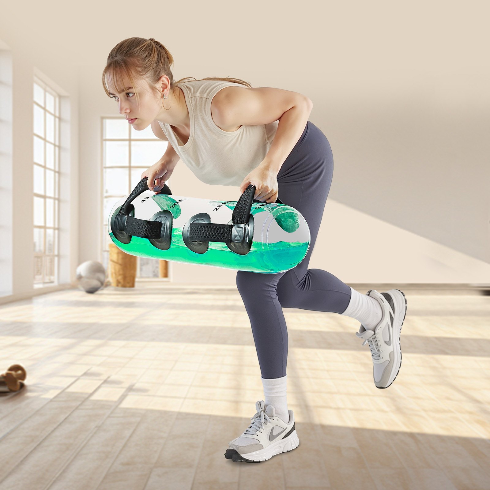 VEVOR Wassergewichte Aquabag Trainings-Powerbags, 22,68 kg verstellbares tragbare Fitnessgeräte für Stabilität und Ganzkörpertraining, für Gleichgewichtstraining, Fitnessstudio-Übungen, klar