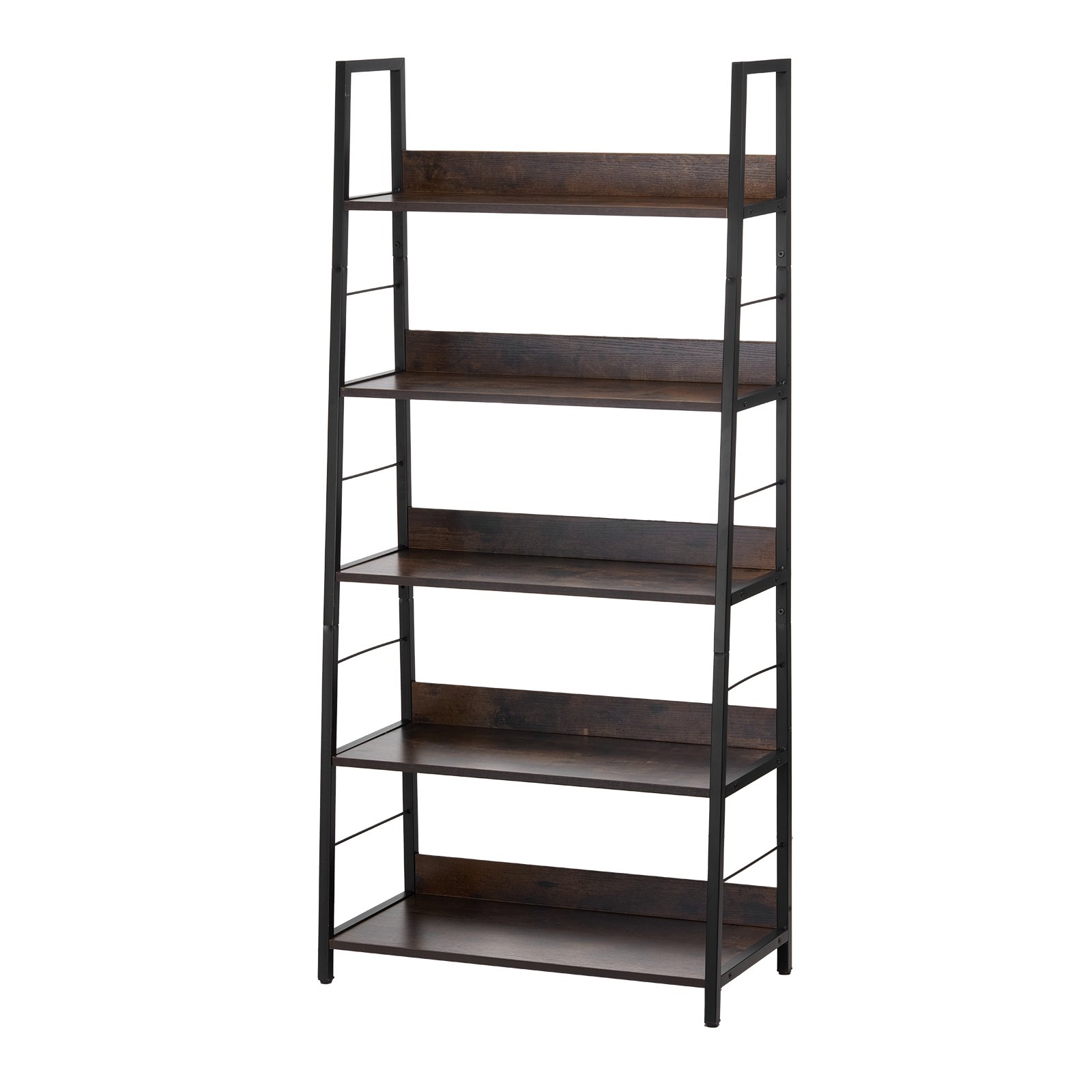 VEVOR Metal Bookshelf, 5-Tier Industrial Trapezoidal Bookshelf, Vintage Storage Bookshelf with Open Shelves, Freestanding Display Shelf, Storage Shelf 70x35x150cm
