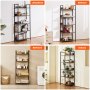 VEVOR Metal Bookshelf, 5-Tier Rectangular Industrial Bookshelf, Small Rustic Storage Shelf with Open Shelves, Freestanding Display Shelf, Storage Shelf, Bedroom