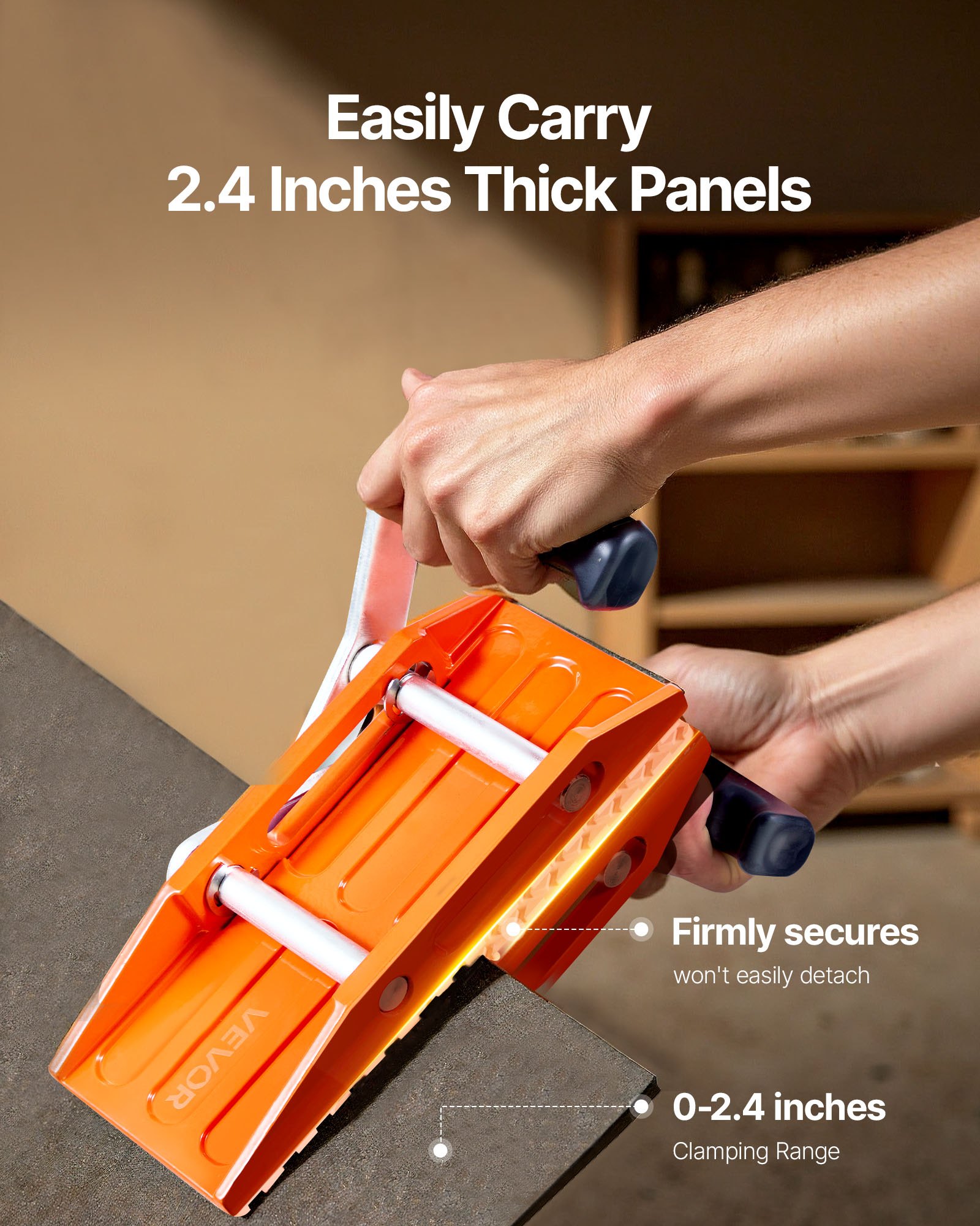 VEVOR Zweihändige Steintrageklemmen 280x120x190 mm, Tragkraft 300 kg, 2er-Pack Hebewerkzeuge mit Gummibeschichtung (0-6 cm), Hochleistungs-Hebeklemmen für Sperrholz, Glas, Granit