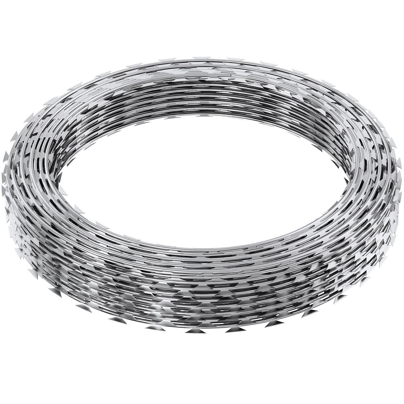 VEVOR Natodraht 30 m (2 Rollen x 15 m) Stacheldraht Spirale Sperrdraht Stacheldrahtzaun (0,51 mm) scharfe Klingen und (ca. 4 mm) dicke Kerndrähte Maschendraht für außergewöhnlichen Spiralschutz