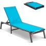 VEVOR Chaiselongue-Sessel für den Außenbereich, Aluminium-Terrassen-Loungesessel mit 5 verstellbaren Positionen, klappbarer Pool-Loungesessel mit Liegefunktion und komplett flacher Sonnenstuhl für Terrasse, Strand, Pool, Blau