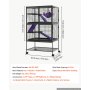 VEVOR Kleintierkäfig Metall Frettchenkäfig Kleintiergehege 77x52x130 cm, Frettchen Chinchillas Gleithörnchen Meerschweinchen & Kaninchen 4-Stöckig 13,97 mm Drahtabstand Feststellbare Schwenkrolle