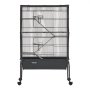 VEVOR Metal Small Animal Cage 101 cm 3-Tier Rolling Ferret Cage On Wheels, 13.97 mm Wire Spacing Large Cages with Hammock, Ramps, Tray & Doors for Ferret, Chinchilla, Sugar Glider, Guinea Pig, Rabbit