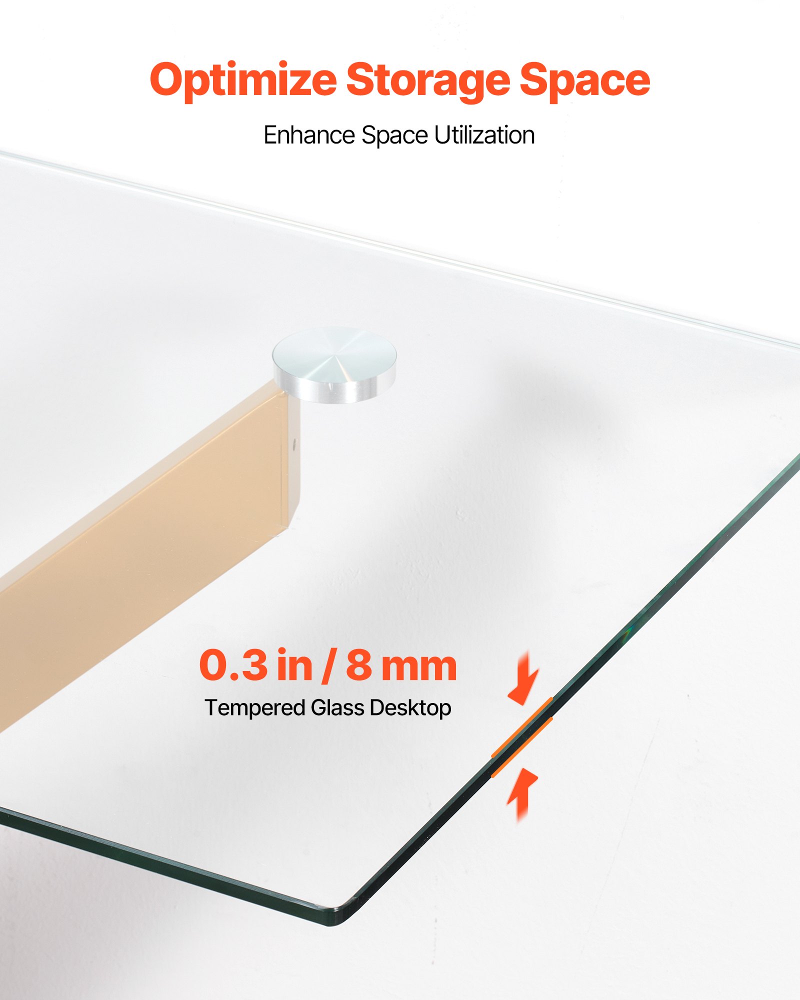 VEVOR Konsolentisch aus Glas, rechteckiger Flurtisch (114,3 cm) mit Platte aus gehärtetem Glas & gekreuzten Beinen aus Eisen, Beistelltisch mit rutschfesten Fußpolstern für Wohnzimmer Flur Foyer