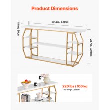 VEVOR 3-stufiger Marmor Konsolentisch Flurtisch Goldener Geometrischer Tisch