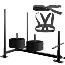 VEVOR Fitness-Schlitten, 23 kg Fitness-Schlitten 112 x 77,5 x 92 cm Fitness-Schlitten, 90 cm Hohes Rohr, 26 cm Niedriges Rohr Fitness-Schlitten 500 lbs Belastbarkeit, Fitness-Schlitten Eisen Schwarz