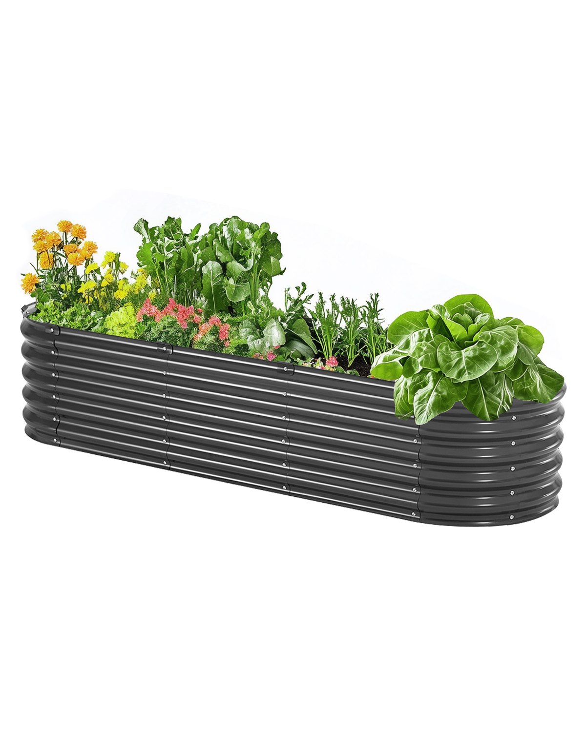 VEVOR Hochbeet aus Metall, 1190x595x420mm, verzinkter Pflanzkasten für den Außenbereich, offener Boden, Pflanzbeet,  Blumenbeet für den Anbau von Gemüse, Blumen, Kräutern und Sukkulenten, dunkelgrau