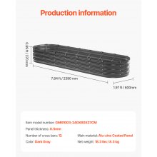 VEVOR Hochbeet Pflanzbeet Metall Gemüsebeet Pflanzkasten 239x60x27cm Dunkelgrau