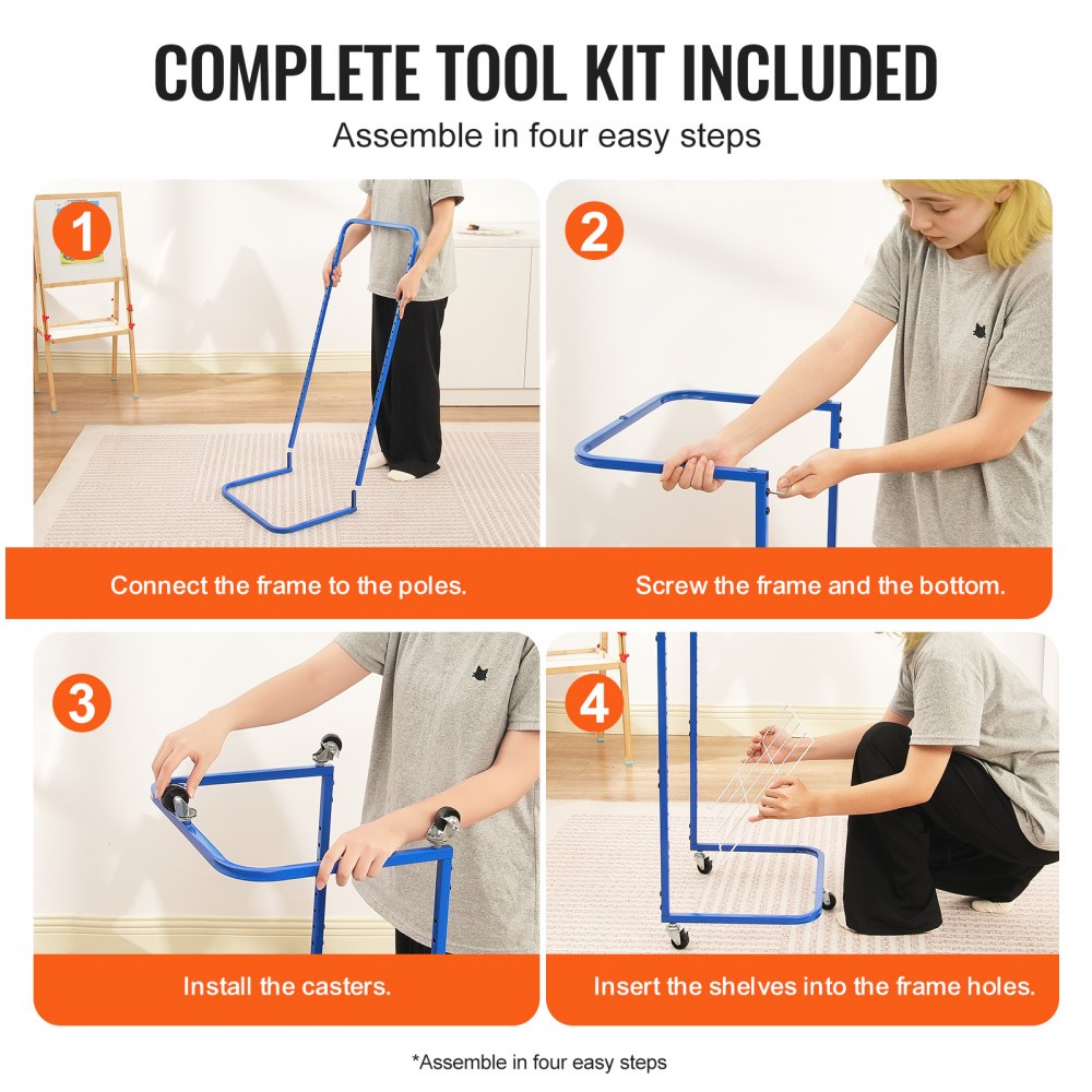 VEVOR Art Drying Rack with 25 Removable Shelves (423 x 317 mm) Paint Drying Rack with Lockable Wheels, Carbon Steel Painting Drying Rack for Artwork in Classrooms