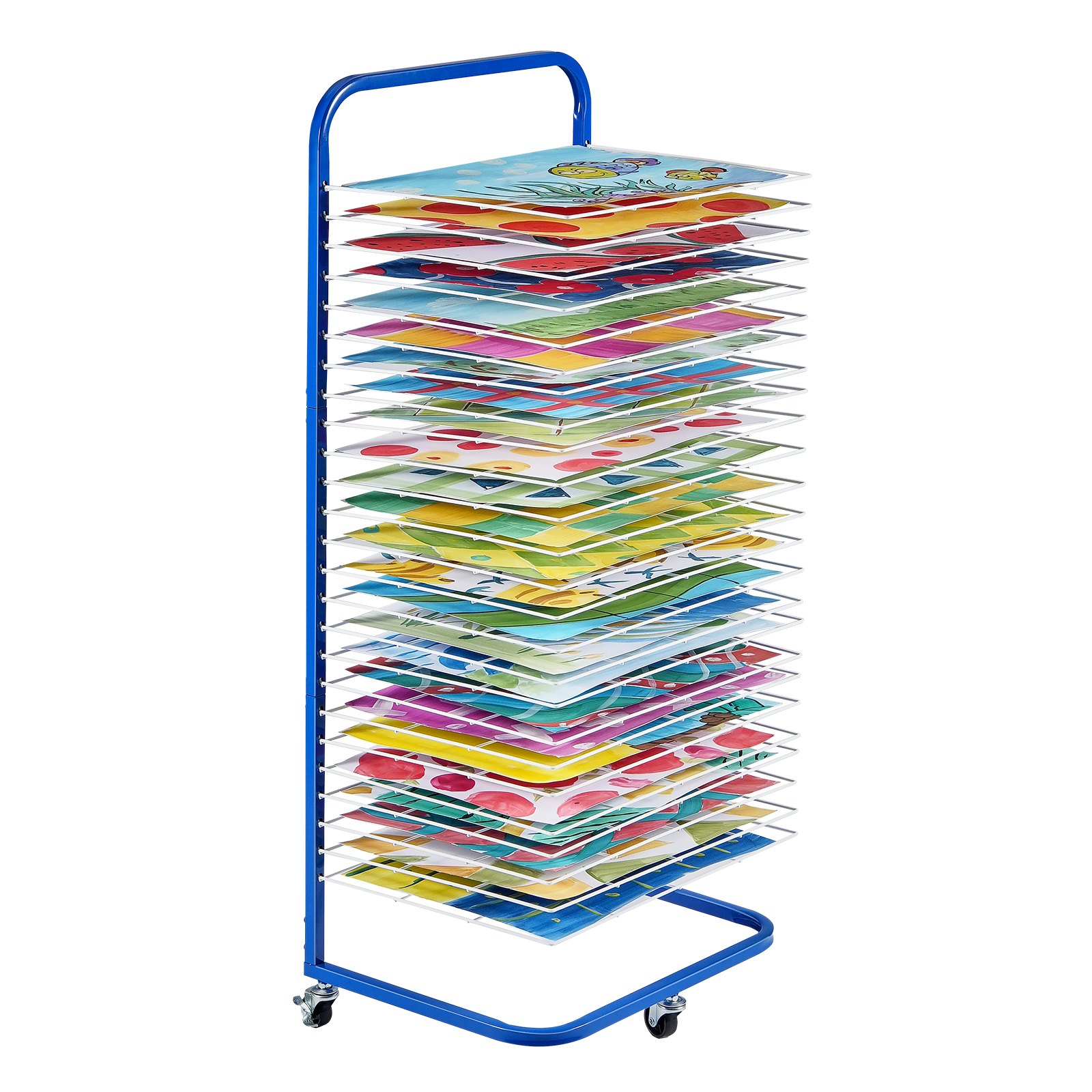 VEVOR Art Drying Rack with 25 Removable Shelves (423 x 317 mm) Paint Drying Rack with Lockable Wheels, Carbon Steel Painting Drying Rack for Artwork in Classrooms