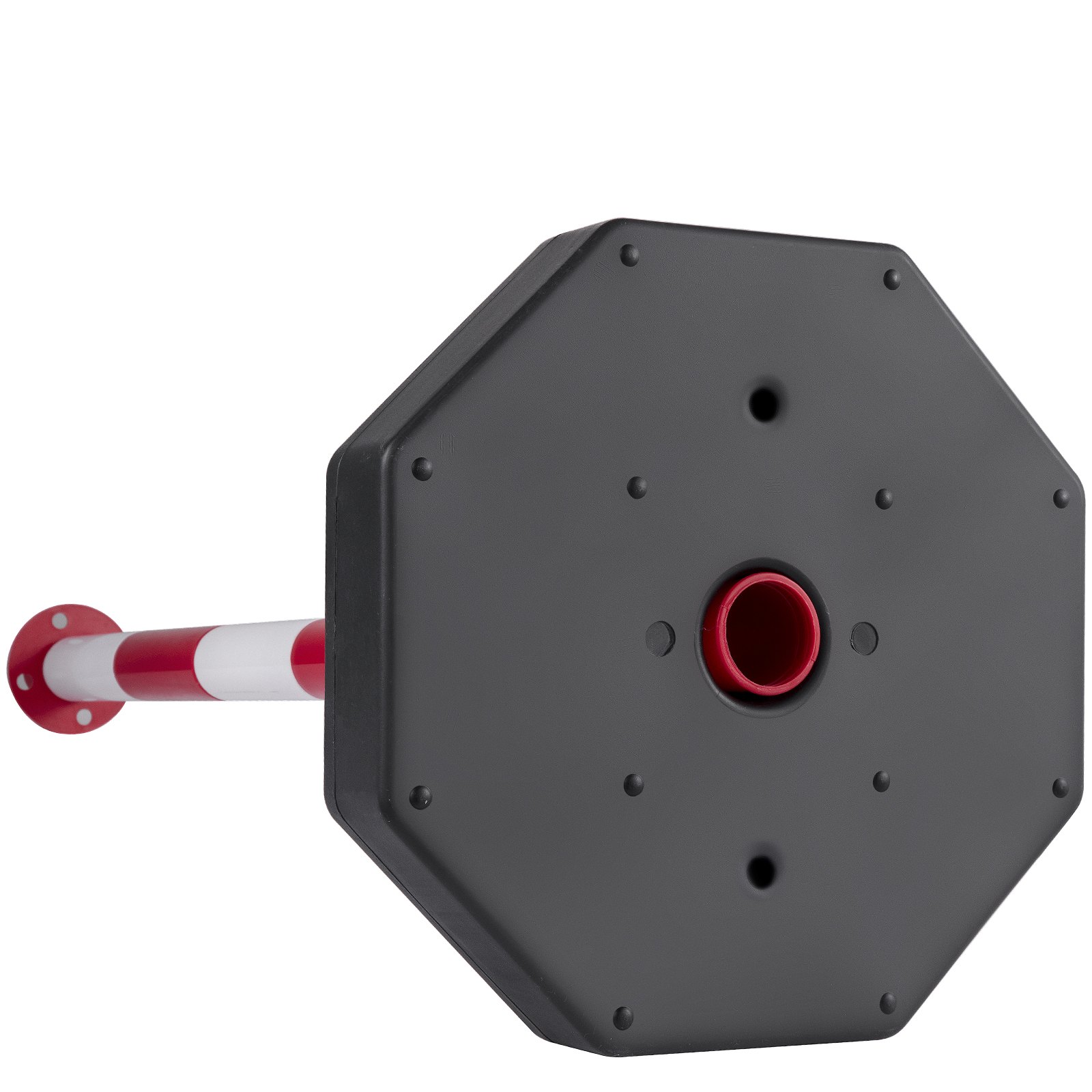 VEVOR Set von 4 Absperrpfosten und 1 Kunststoff-Kette von 10 m Rot und Weiß, Sperrpfosten, Poller Aus PE-Kunststoff für die Verkehrskontrolle oder Warnung an der Auffahrt, Garage, dem Tor usw. Rot