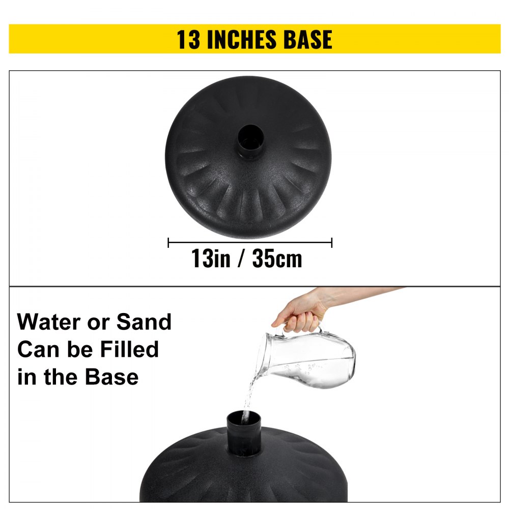 VEVOR Absperrpfosten, 6x Kettenpfosten aus Kunststoff, Begrenzung Absperrung 99 cm hoch mit 6x1 m Absperrketten als Sperrpfosten mit stabilem Standfuß befüllbar mit Wasser und Sand, schwarz