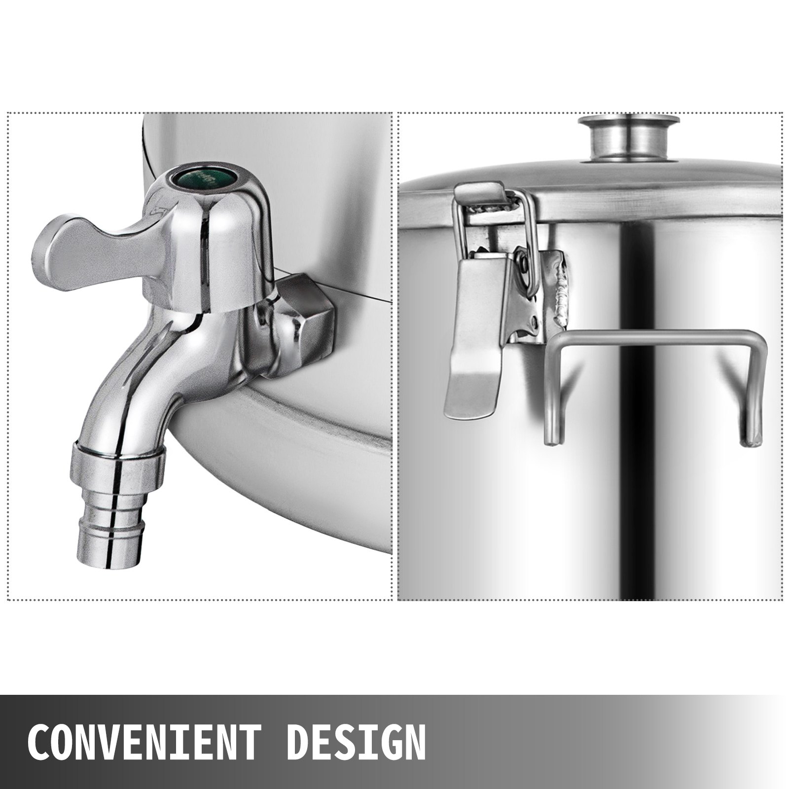 VEVOR 15L Edelstahl Weinfass Edelstahl Fermenter mit Wasserhahn Wein zum Lagern von Wein und Bier Metall Edelstahl Verschlossenes Fass