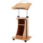 VEVOR Podium Stand, 1100 mm Wooden Lectern, Portable Laptop Desk with Lockable Wheels, Wide Reading Surface and Open Storage Area, Adjustable Height and Angle, for Speeches, Lectures, or Presentations