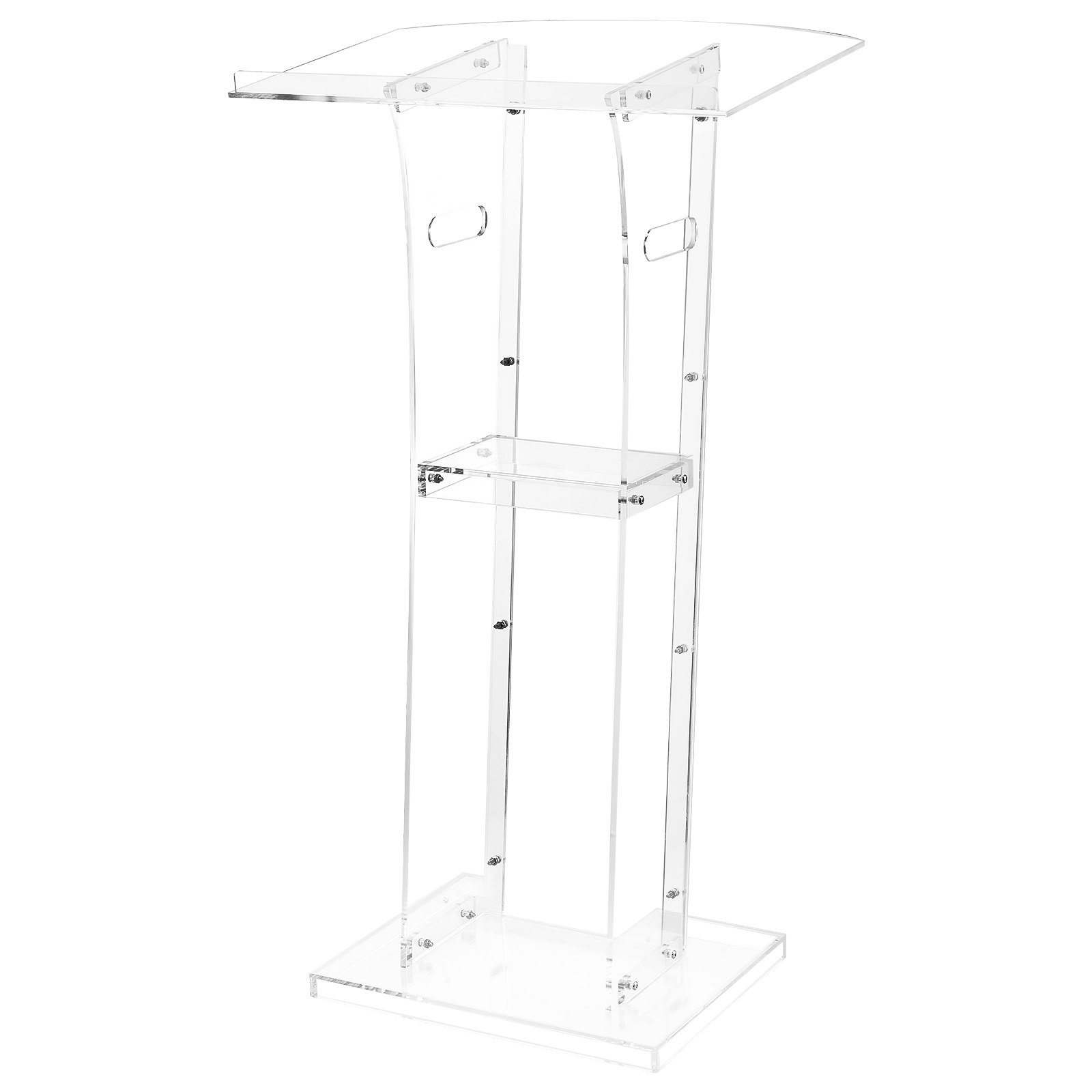 VEVOR Podiumständer Rednerpult (109 cm) aus Acryl, tragbarer Laptop-Schreibtisch mit breiter Lesefläche & Ablagefläche & Buchstopper, bodenstehend, für Klassenzimmer Hochzeiten Konferenzen