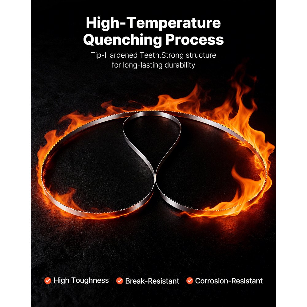 VEVOR Bandsägeblatt, 3810x19x0,5 mm, 4 ZpZ, mit 18 HRC gehärteten, scharfen Zähnen, SK5 hochfester Kohlenstoffstahl, 0,75 Zoll Breite, Ersatz für gängige Holzbearbeitungs-Bandsägen, 1 Set