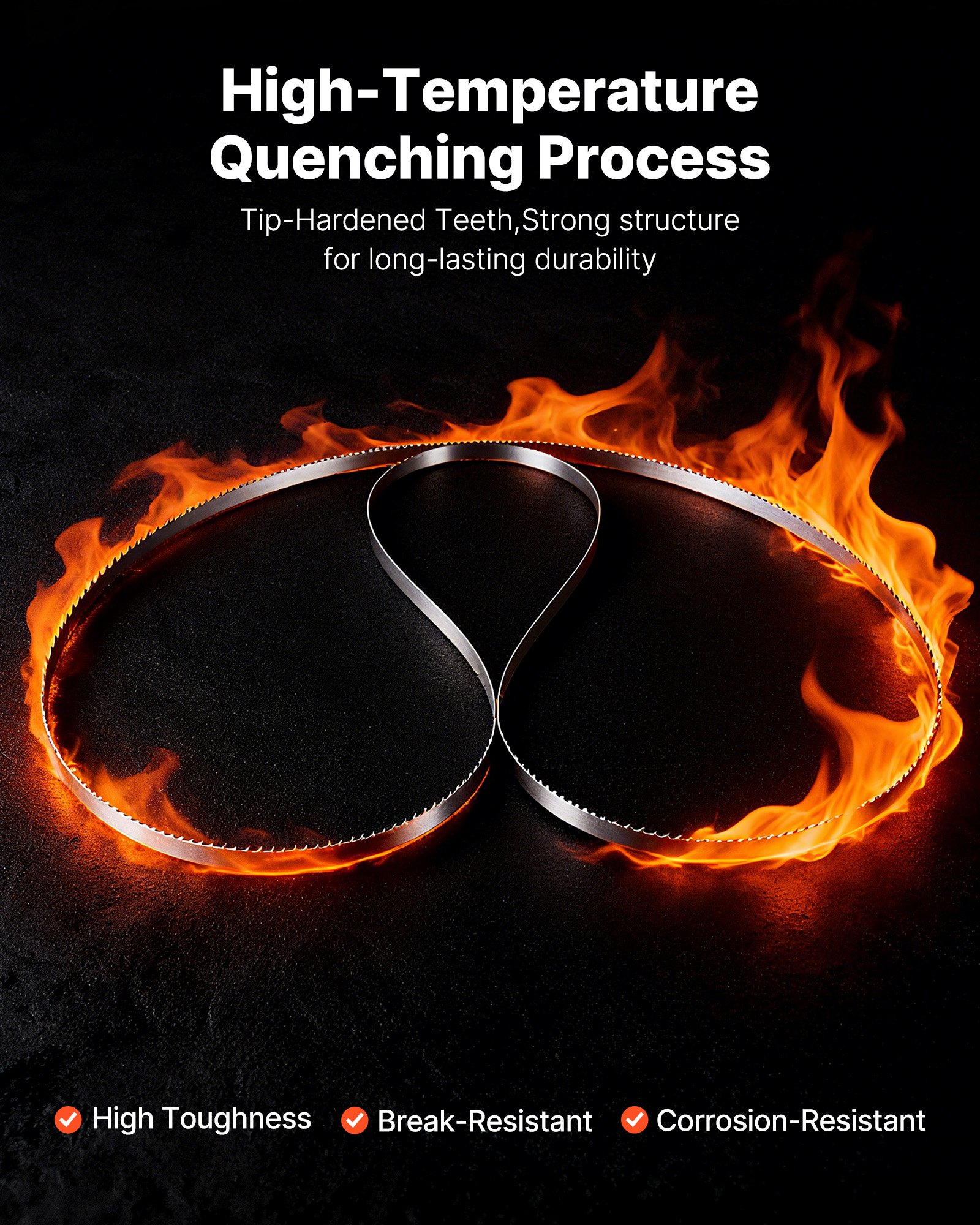 VEVOR Bandsägeblatt, 3810x19x0,5 mm, 4 ZpZ, mit 18 HRC gehärteten, scharfen Zähnen, SK5 hochfester Kohlenstoffstahl, 0,75 Zoll Breite, Ersatz für gängige Holzbearbeitungs-Bandsägen, 1 Set