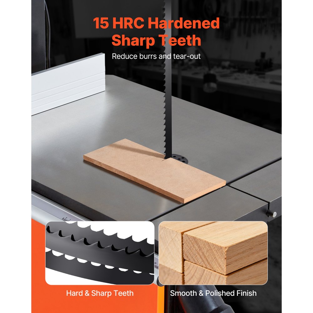 VEVOR Bandsaw Blade, 1511 mm Length, 6 TPI Band Saw Blade with 15 HRC Hardened Sharp Teeth, SK5 High-Strength Carbon Steel, 6.35 mm Width, Replacement for Major Woodworking Band Saw Brands, 1 Pack