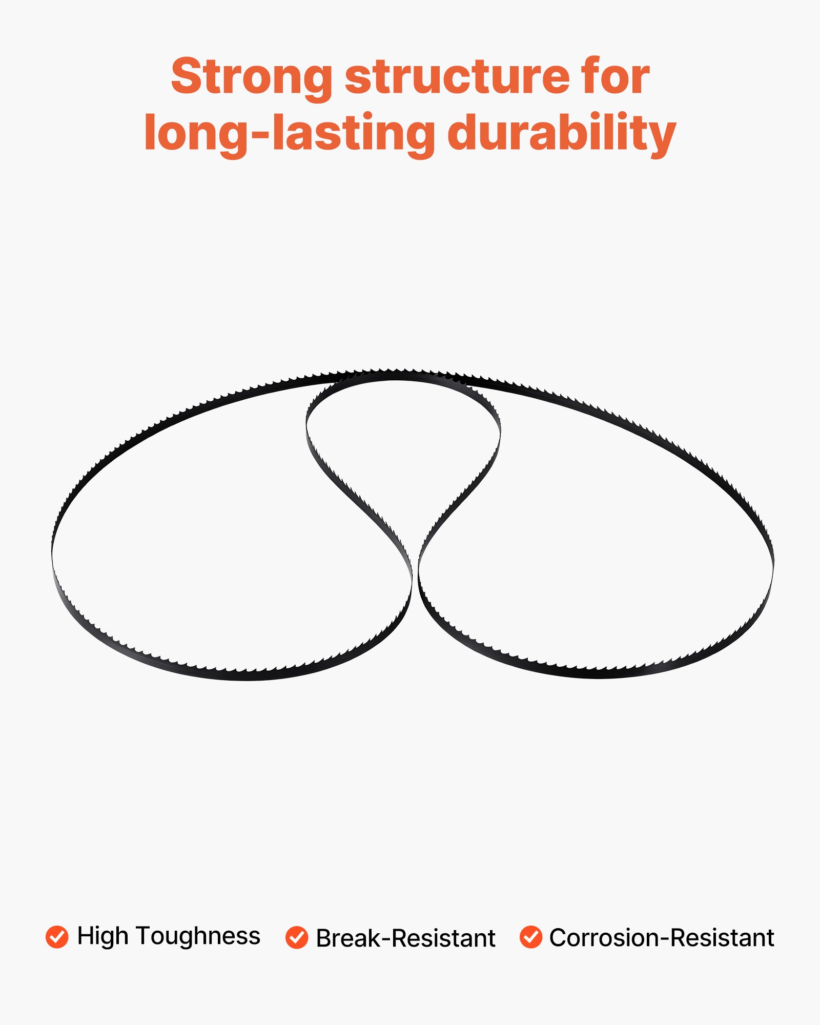 VEVOR Bandsaw Blade, 1511 mm Length, 6 TPI Band Saw Blade with 15 HRC Hardened Sharp Teeth, SK5 High-Strength Carbon Steel, 6.35 mm Width, Replacement for Major Woodworking Band Saw Brands, 1 Pack