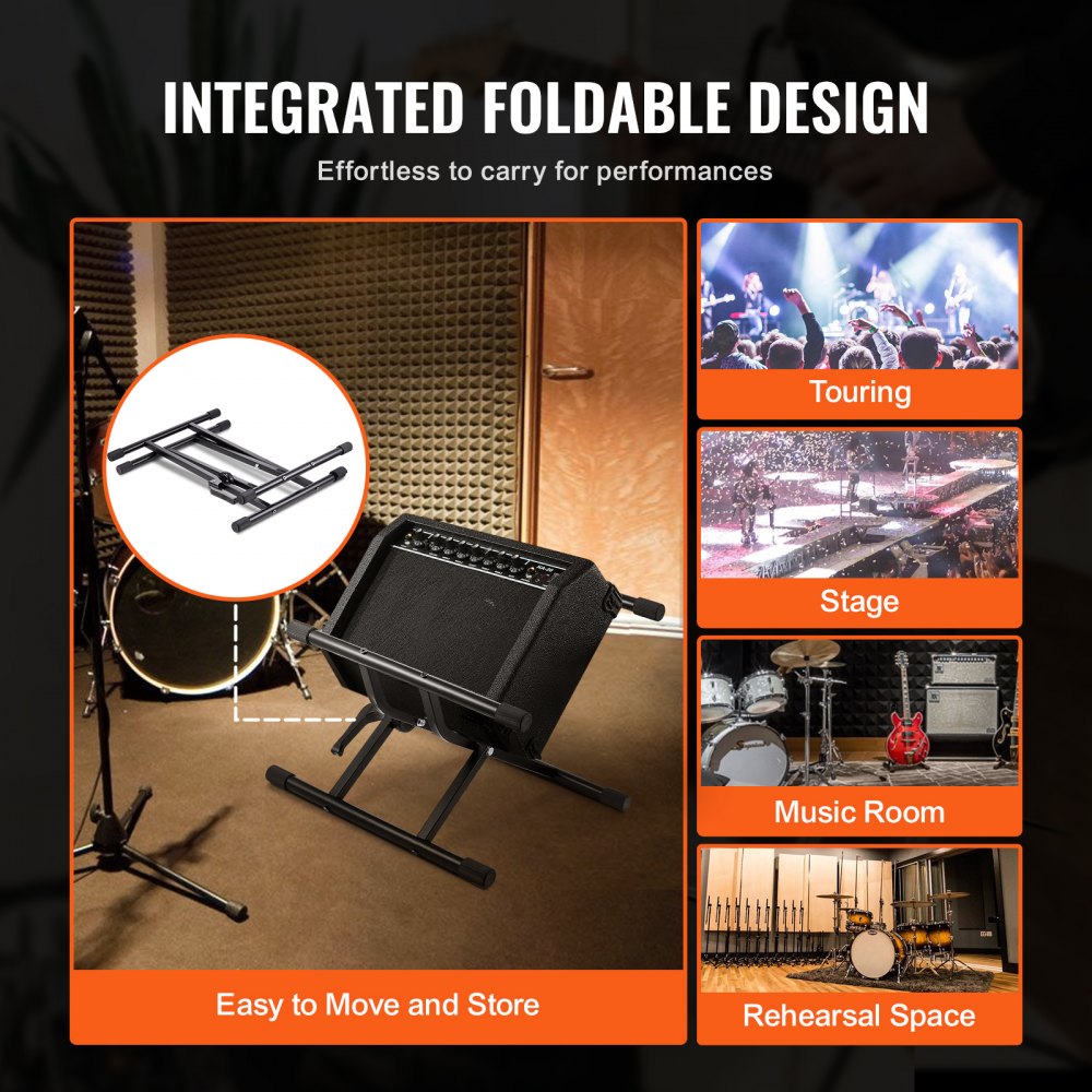 VEVOR Gitarrenverstärkerständer, 176 lbs/79,83 kg Tragkraft, Gitarrenverstärkerständer oder Lautsprechergehäuse mit 5-20 in/125-505 mm einstellbarer Höhe, vorinstallierte M6*40 Sechskantschrauben, passend für die meisten Combo-Verstärker