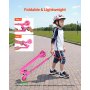 VEVOR Scooter (2 Räder) für Kinder ab 3 Jahren, Cityroller Kinderroller mit leuchtenden Rädern & höhenverstellbarem Lenker & rutschfestem Deck & faltbarem Rahmen, Tretroller bis zu 50 kg, Pink
