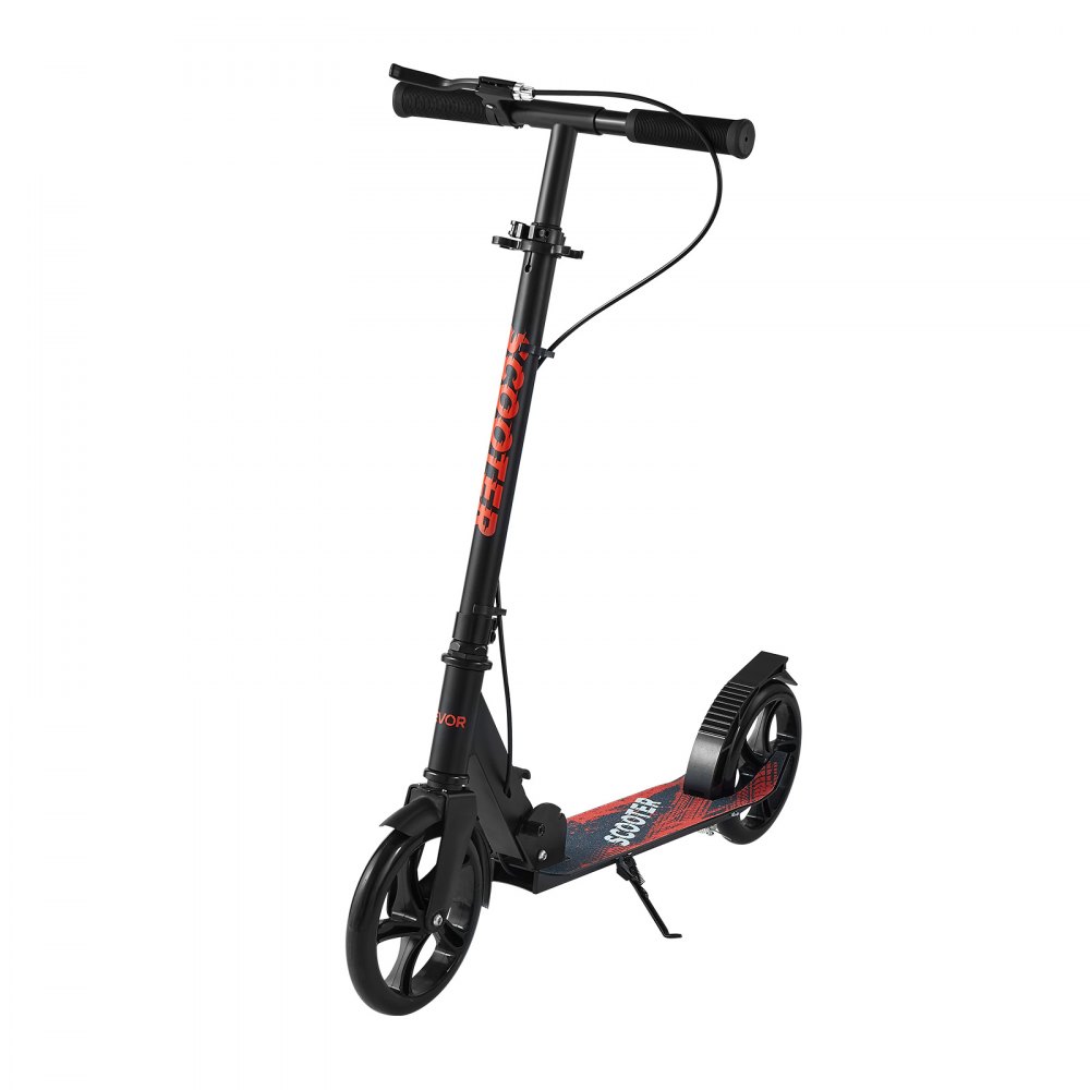 VEVOR Scooter (2 Räder) für Kinder ab 8 Jahren, Cityroller Kinderroller Straßenroller mit höhenverstellbarem Lenker & rutschfestem Deck & Handbremse, faltbarer Tretroller bis zu 100 kg, Schwarz