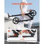 VEVOR Scooter (2 Räder) für Kinder ab 8 Jahren, Cityroller Kinderroller Straßenroller mit höhenverstellbarem Lenker & rutschfestem Deck & Handbremse, faltbarer Tretroller bis zu 100 kg, Schwarz