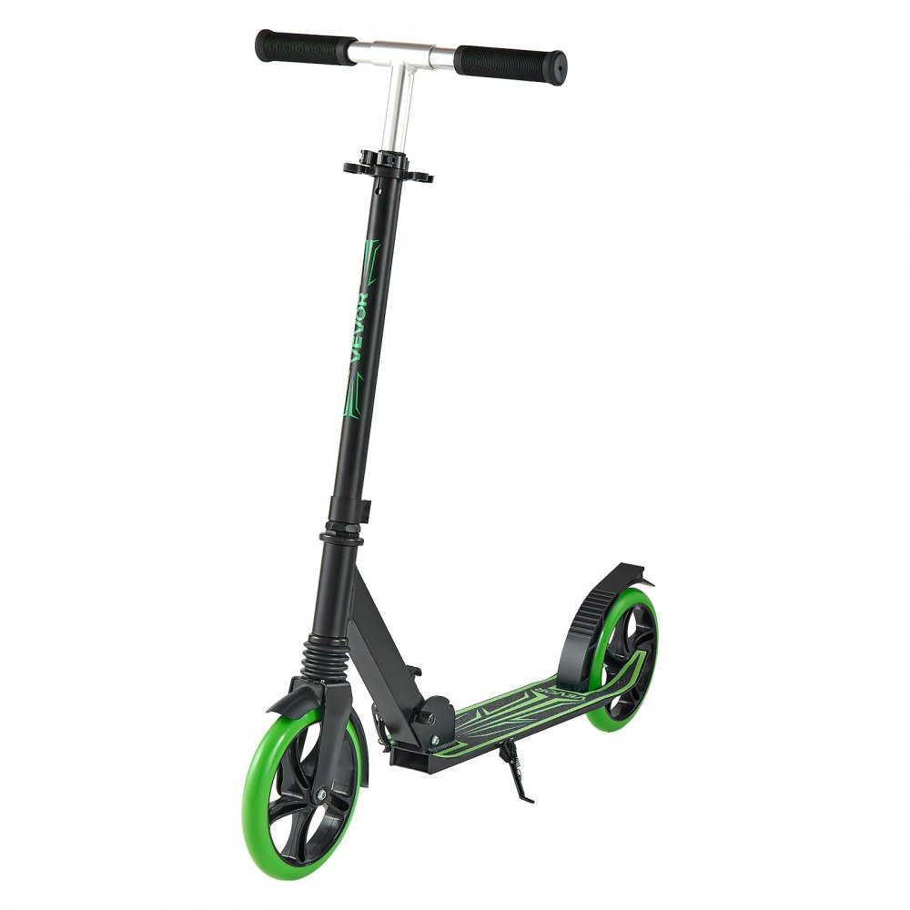 VEVOR Scooter (2 Räder) für Kinder ab 8 Jahren, Cityroller Kinderroller Straßenroller mit höhenverstellbarem Lenker & rutschfestem Deck, faltbarer Tretroller bis zu 100 kg, Schwarz + Grün