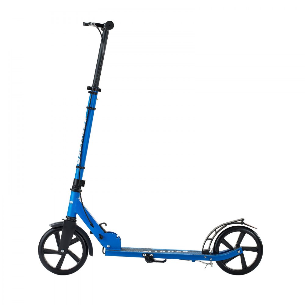 VEVOR Scooter (2 Räder) ab 8 Jahren, Cityroller Kinderroller Straßenroller mit höhenverstellbarem Lenker & rutschfestem Deck & Handbremse, faltbarer Tretroller bis zu 100 kg, Schwarz + Blau