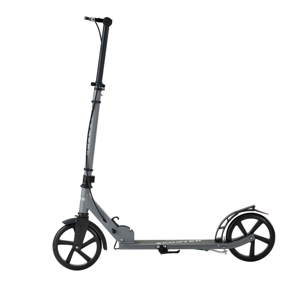 VEVOR Scooter (2 Räder) für Kinder ab 8 Jahren, Cityroller Kinderroller Straßenroller mit höhenverstellbarem Lenker & rutschfestem Deck & Handbremse, faltbarer Tretroller bis zu 100 kg, Grau