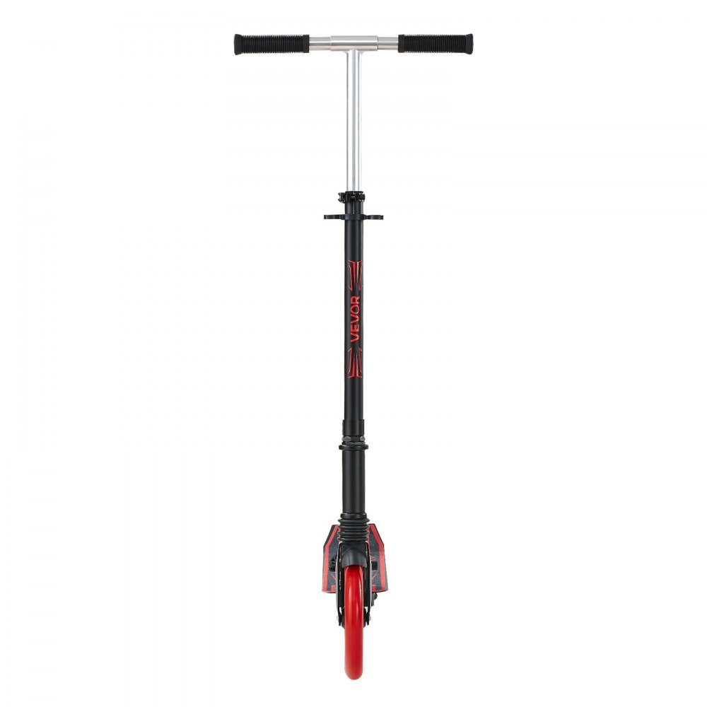 VEVOR Scooter (2 Räder) für Kinder ab 8 Jahren, Cityroller Straßenroller mit höhenverstellbarem Lenker & rutschfestem Deck & leichtem Rahmen, faltbarer Tretroller bis zu 100 kg, Schwarz + Rot